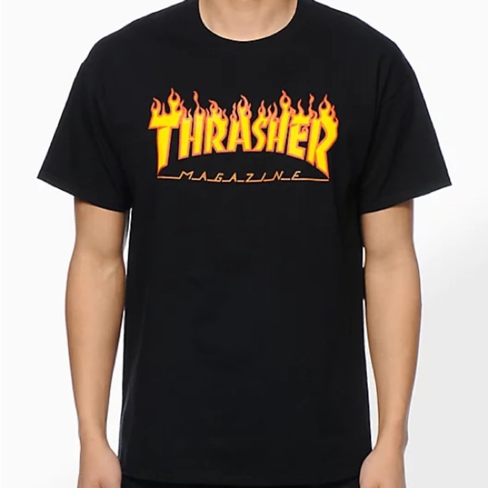 Thrasher Magazine Black Flame Tee